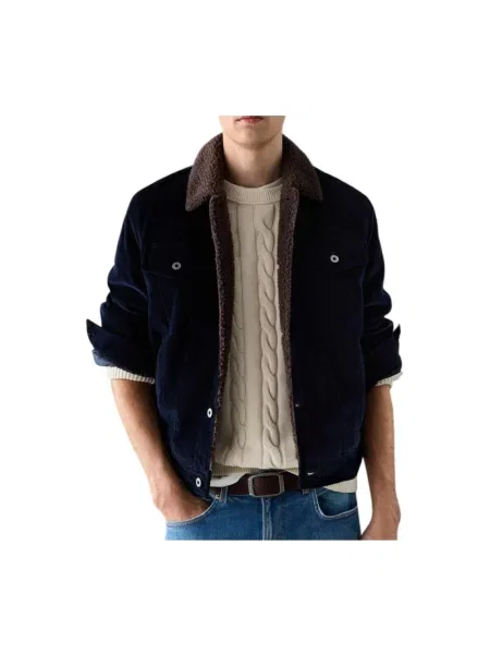 Kurtka jeansowa Pepe Jeans sztruksowa niebieska