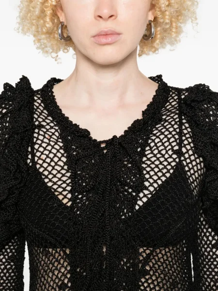Top Judy Turner cu volane negru