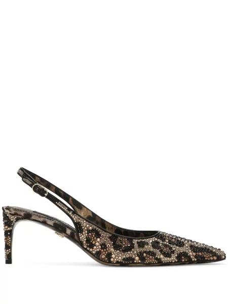 Pantofi cu toc Dolce & Gabbana cu imagine cu model leopard slingback maro