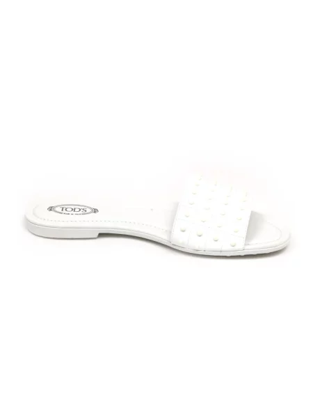 Klapki Tod's z nitami białe