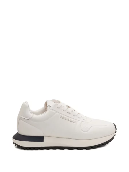 Sneakerși Emporio Armani cu șireturi din dantelă alb