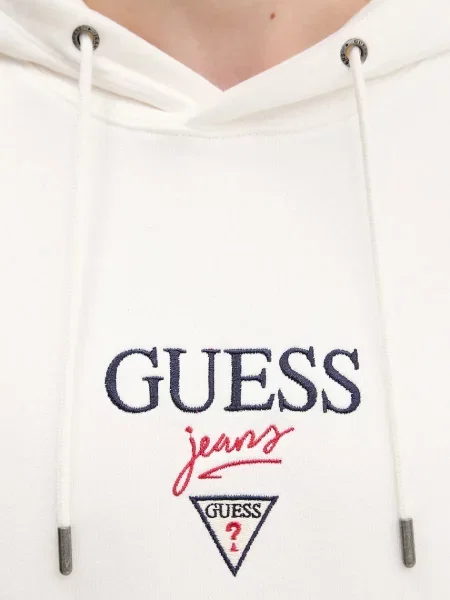 Кофта Guess Jeans з капюшоном меланж бежевий
