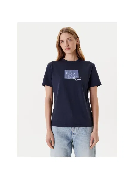 Calvin Klein Jeans Marškinėliai Tamsiai Regular Fit mėlyna