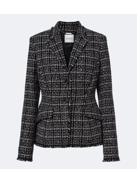 Geacă Erdem în carouri din tweed negru