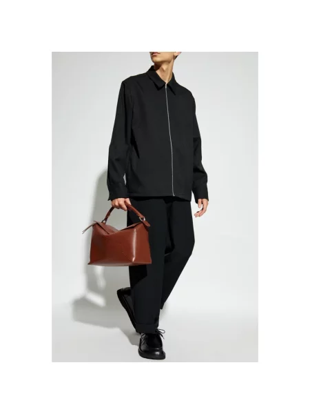 Spodnie Jil Sander wełniane z paskiem czarne