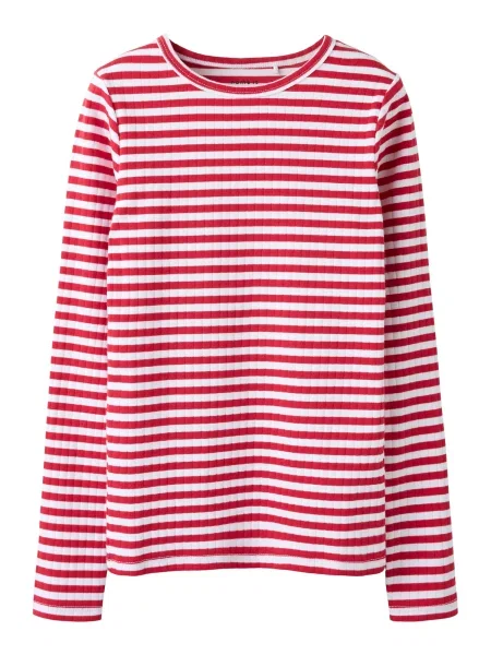 NAME IT Tricou Suraja roz zmeură alb