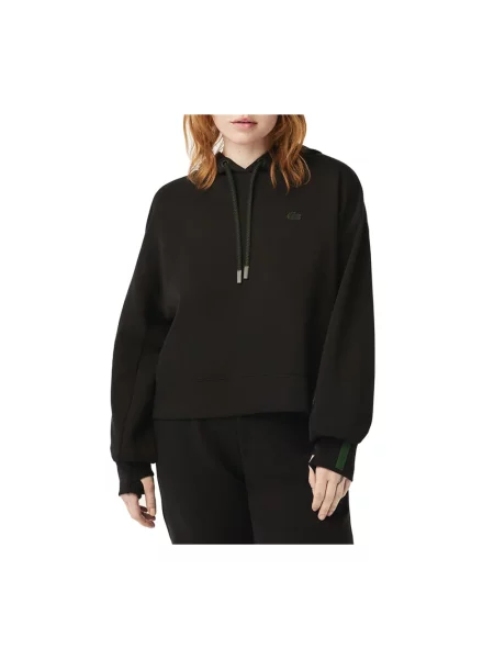 Lacoste bluza z kapturem gładka czarny