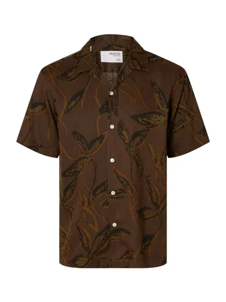 SELECTED HOMME Košeľa SLHNoa tmavohnedá / olivová čierna