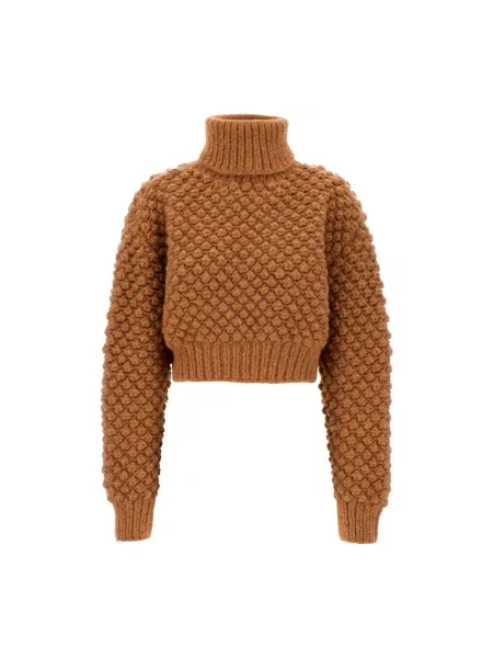 Sweter z golfem Dolce And Gabbana wełniany brązowy