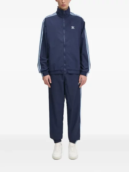 Spodnie cargo Adidas w paski z nadrukiem czarne