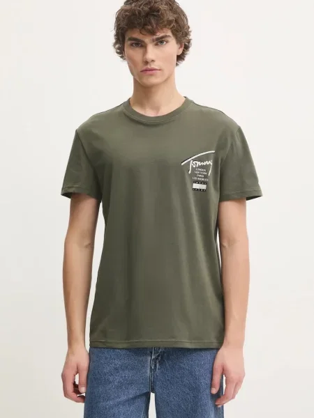 Tričko Tommy Jeans s potiskem zelená