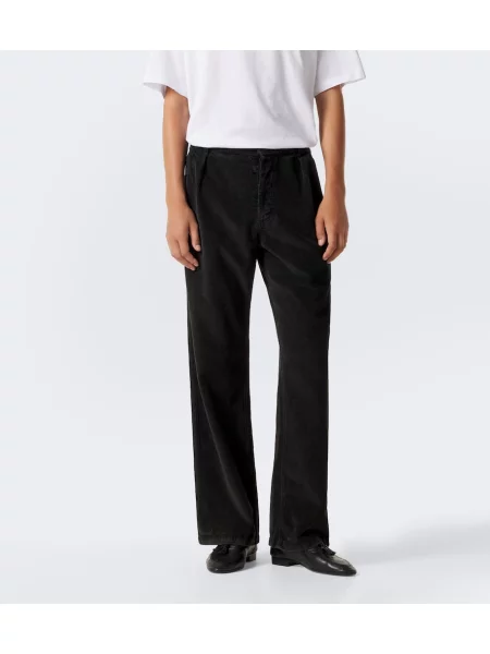Pantaloni The Row de catifea cord negru