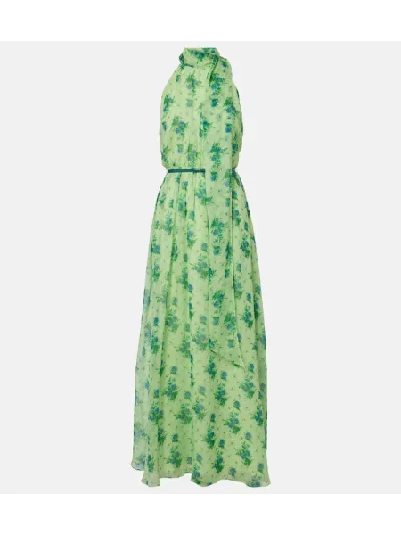 Rochie Max Mara de mătase cu gât halter verde