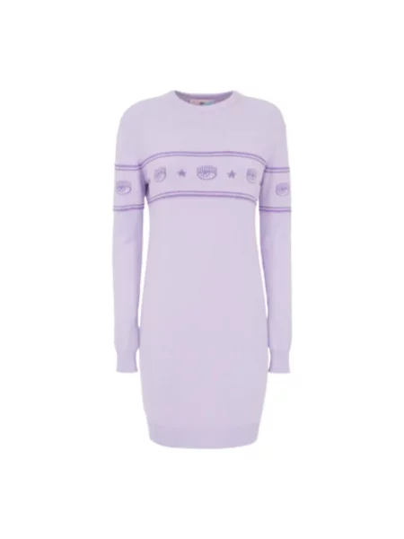 Sukienka Chiara Ferragni Collection wełniana fioletowa