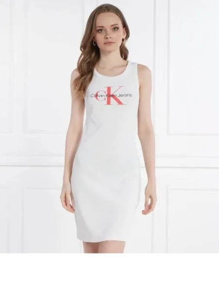 CALVIN KLEIN JEANS Rochie ARCHIVAL alb