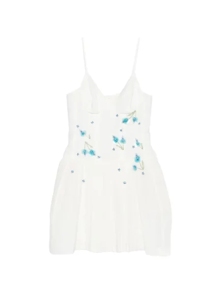 Rochie mini Shushu/tong cu model floral plisată de costum alb