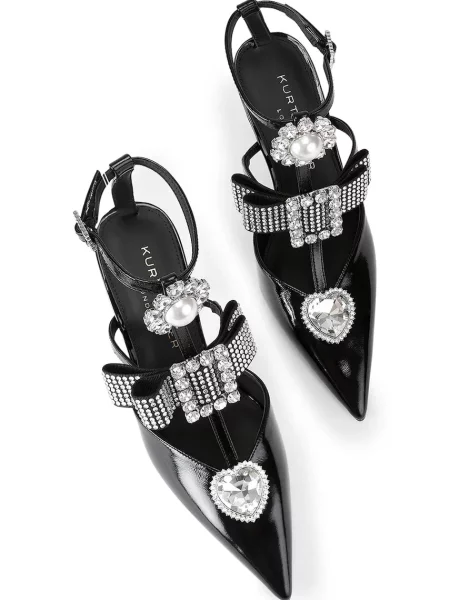Kurt Geiger London szpilki skórzane Bow Point Gladiator Court czarna