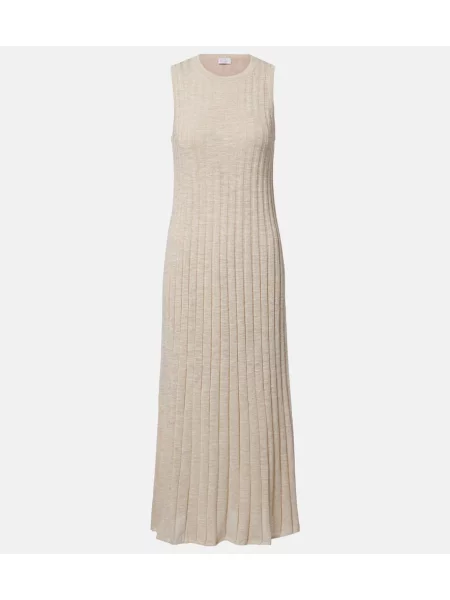 Rochie maxi Brunello Cucinelli tricotate de costum bej