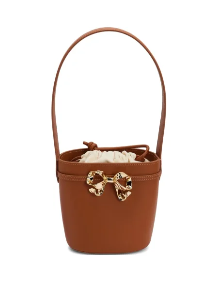 Geantă bucket Self-portrait cu funde maro