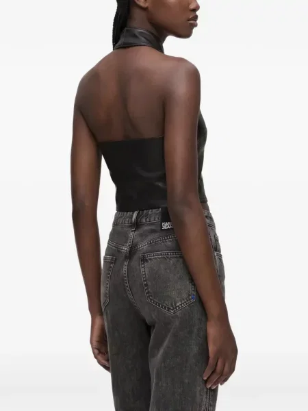 Топ Karl Lagerfeld Jeans с халтер деколте черно