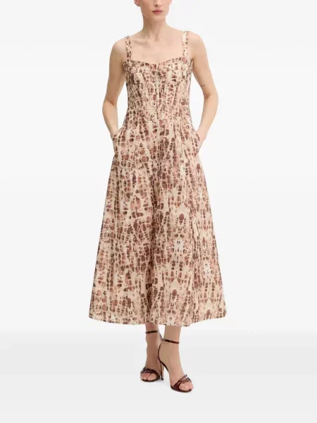 Rochie midi Bardot cu imagine cu imprimeu abstract