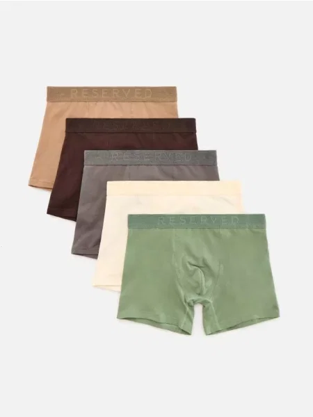 Reserved Set de 5 perechi de boxeri long bej