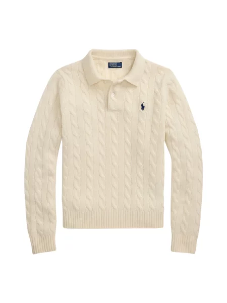 Polo Ralph Lauren sweter z dzianiny z zawartością kaszmiru Kobiety Wełna jednolity S biały