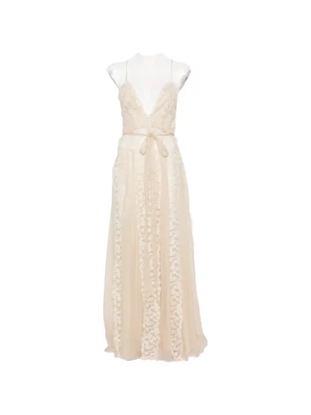 Cu centură rochie maxi Fendi cu model floral din dantelă