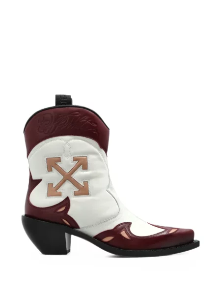Cizme scurte Off-white din piele alb