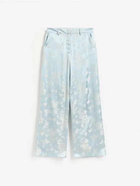 Reserved Pantaloni cu model jacard albastru-deschis albastru
