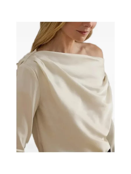 Bluzka o kroju regular fit na jedno ramię model ‘HASBRIN’ Lauren Ralph Lauren beżowa