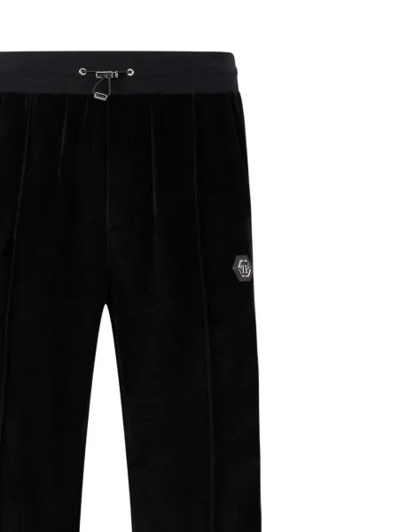 Pantaloni Philipp Plein alergare cu autograf negru