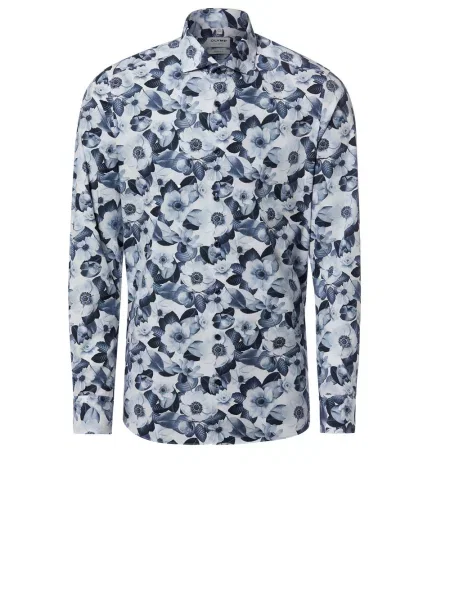 Olymp Level Five Koszula Mężczyźni Slim Fit niebieski|biały 38 biała