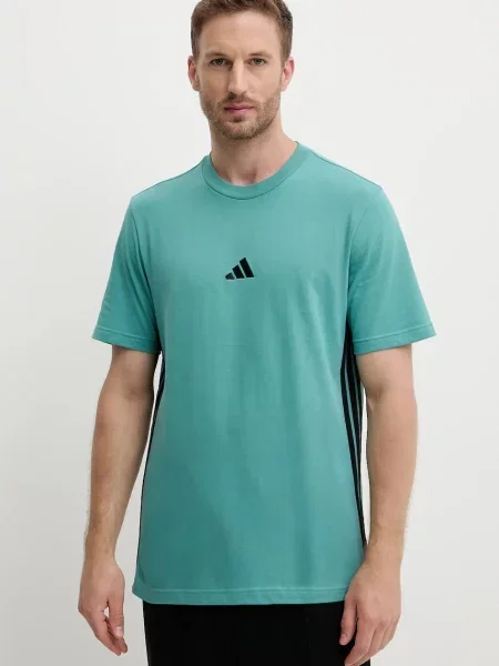 Тениска adidas Essentials тюркоазено с апликация