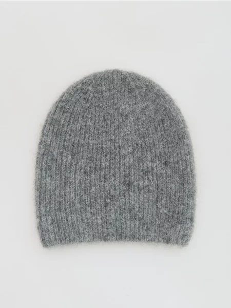 Reserved Шапка-біні з додаванням вовни альпаки світло-сірий сіра
