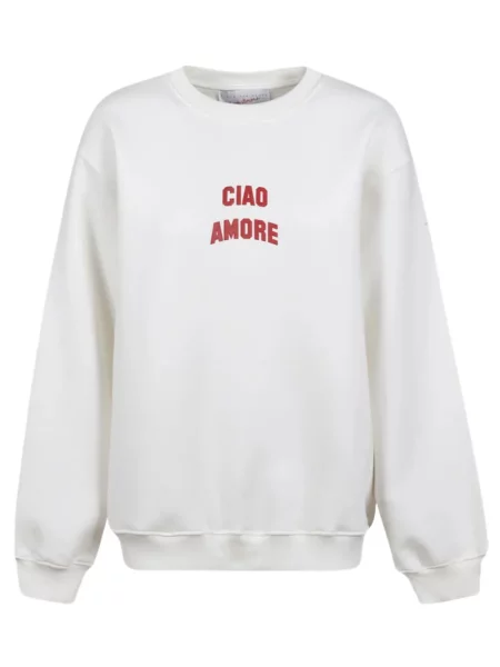 Hanorac crewneck Giada Benincasa cu decolteu rotund alb