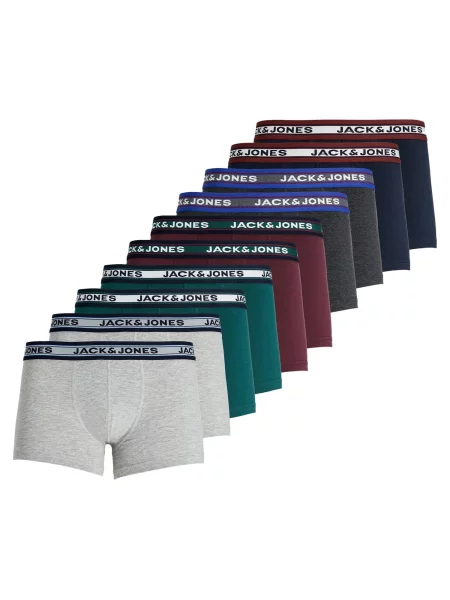 JACK & JONES Boxerky grafitová / jedľová / bordová čierna