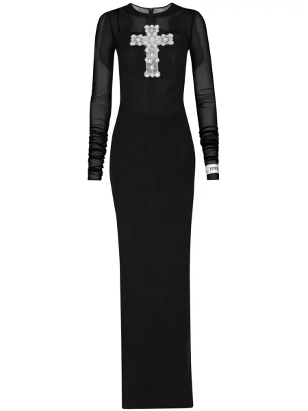 Rochie maxi Dolce & Gabbana din tul lungă de costum negru