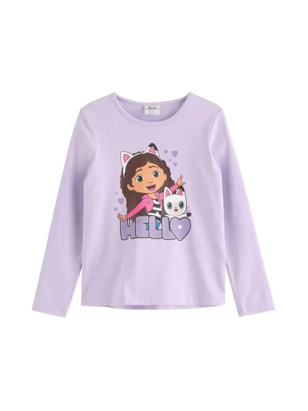 Lindex Tricou Top ls Gabbys Dollhouse bej / maro închis / mov lavandă alb