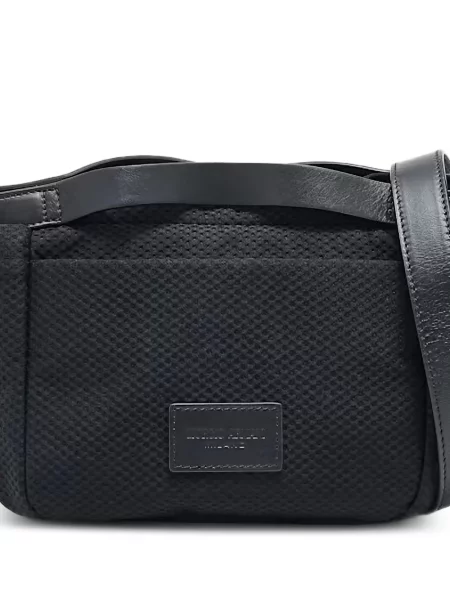 Crossbody torba Giorgio Armani s autogramom crna