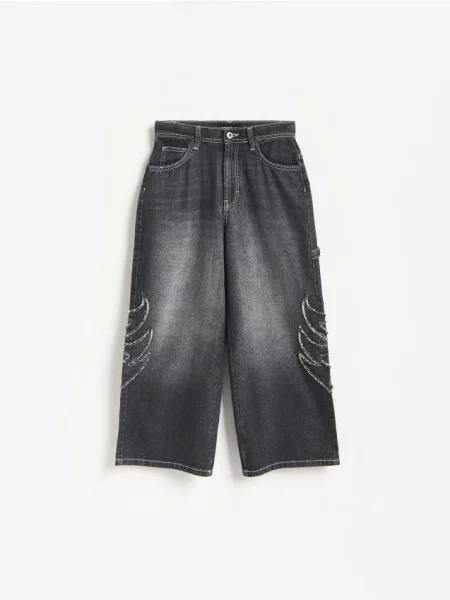 Reserved Джинси baggy з аплікацією чорний