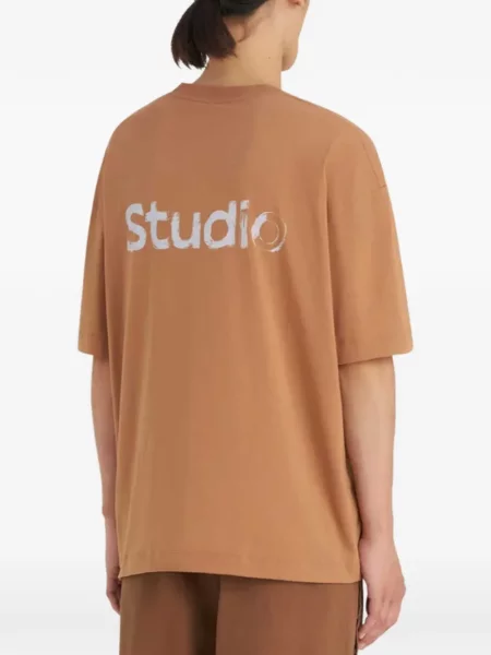 Тениска études Studio с автограф кафяво