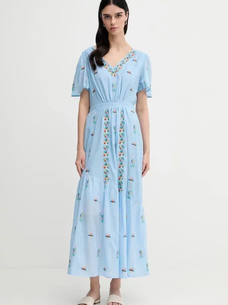 La Petite Française sukienka RACHELE maxi rozkloszowana RACHELE niebieski