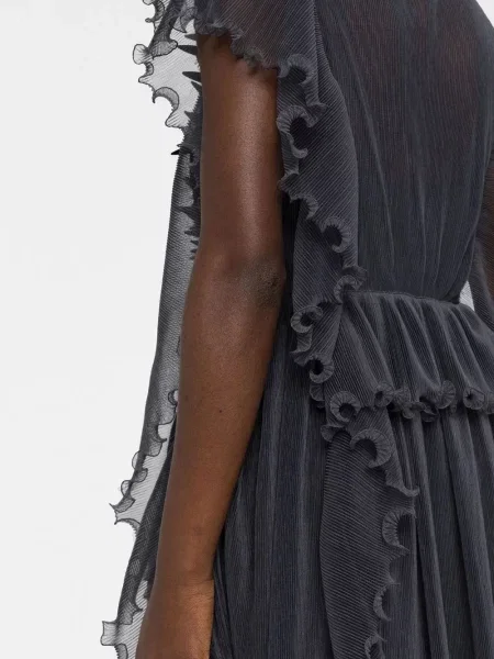 Rochie maxi Alberta Ferretti cu volane gri