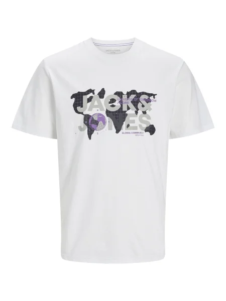 JACK & JONES Tricou JCODust gri / lila / negru alb