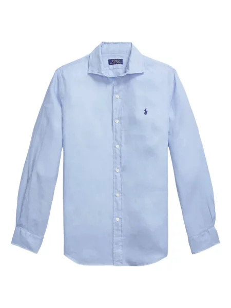 Ленена карирана риза Polo Ralph Lauren бродирана синьо