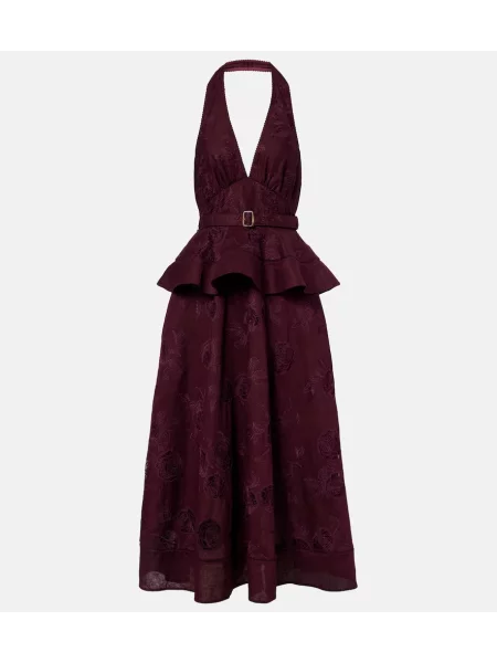 Rochie midi Self-portrait cu broderie de in