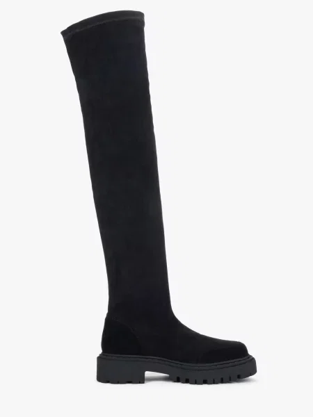 Велюровые сапоги Estro черные