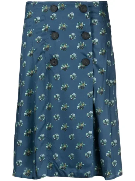 Fustă Maison Kitsune cu model floral cu imagine albastru