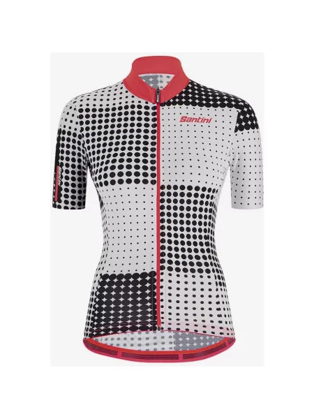 Koszulka z krótkim rękawem Santini Tono Sfera czarno różowa Slim Fit XL biała